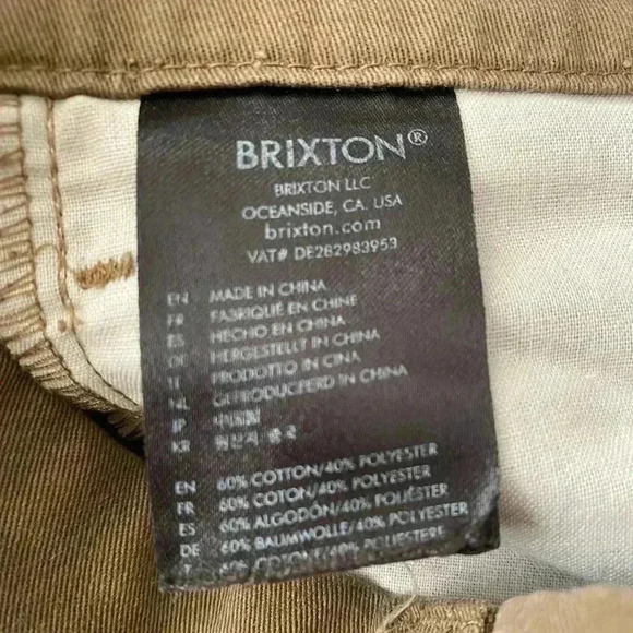 Brixton Carter Slack Shorts Tan 30 - Picture 11 of 12